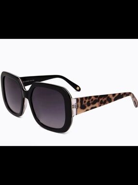Women's Square Sunglasses with Black Frame and Leopard by Carolina Lemke